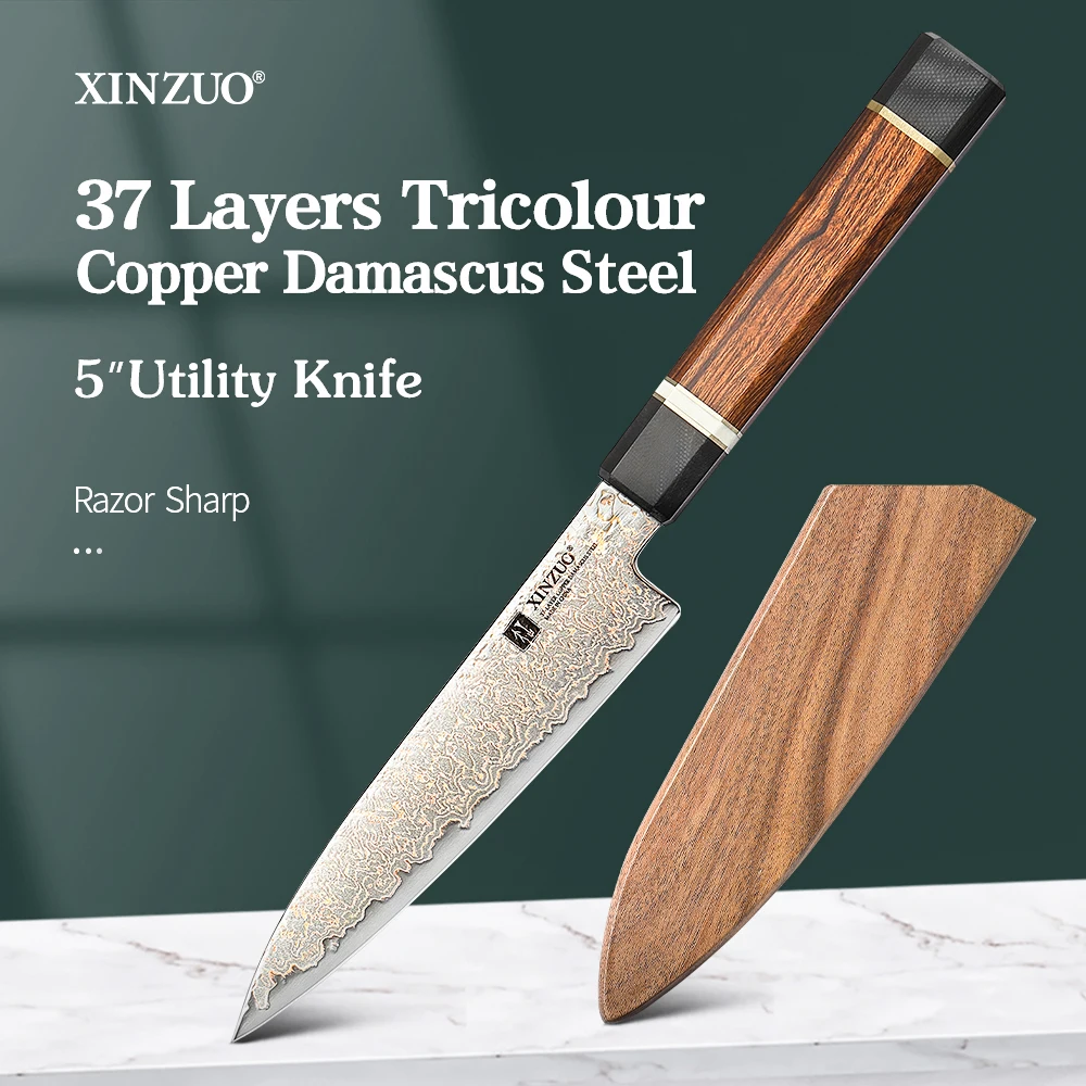 3 inch Utility Fruit Knife Damascus Steel Kitchen Knives Razor