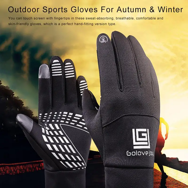 Men Winter Climbing Gloves Touch Screen Leather Glove Thickened Fleece