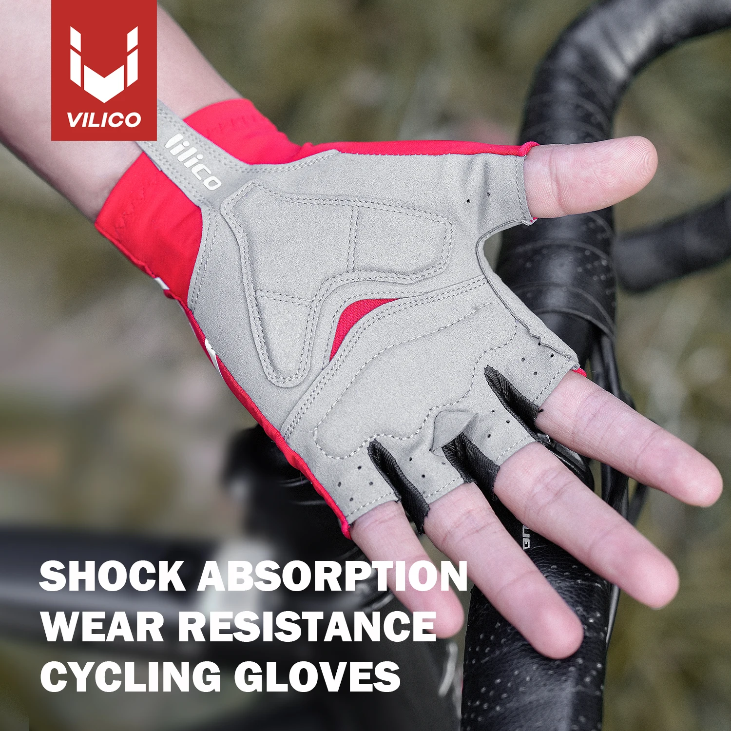 Vilico short bicycle gloves, fingerless gloves, anti slip bicycle microfiber fabric, half finger gloves, suitable for mountain b 6
