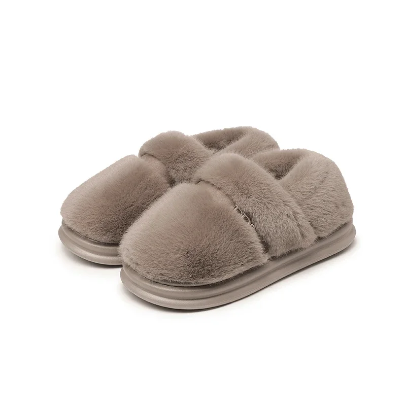 Autumn Winter New Men's Home Cotton Shoes Fashion Keep Warm Short Plush Anti-slip Casual Slippers for Men Indoor Platform Shoes