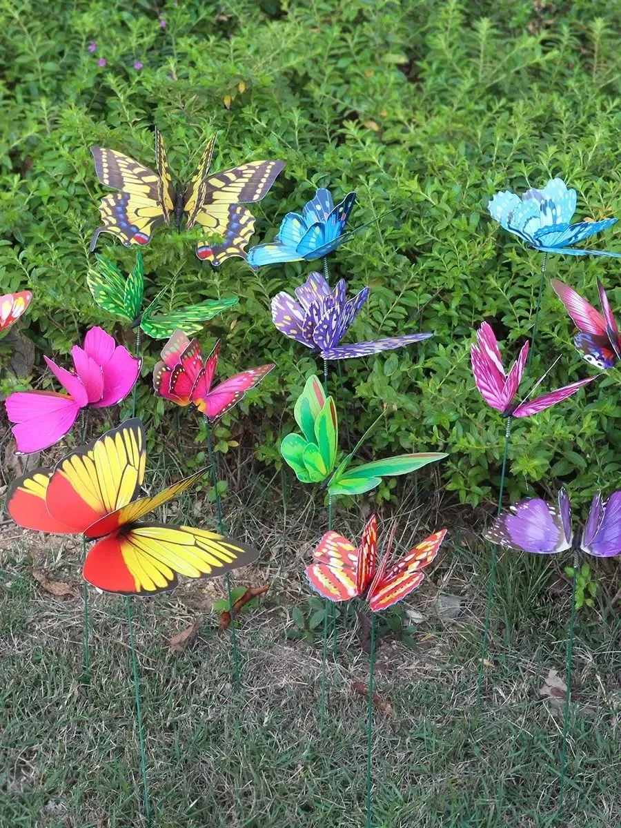 Colorful Waterproof Butterfly Garden & Flower Pot Decorations, Set of 5-50 Pieces