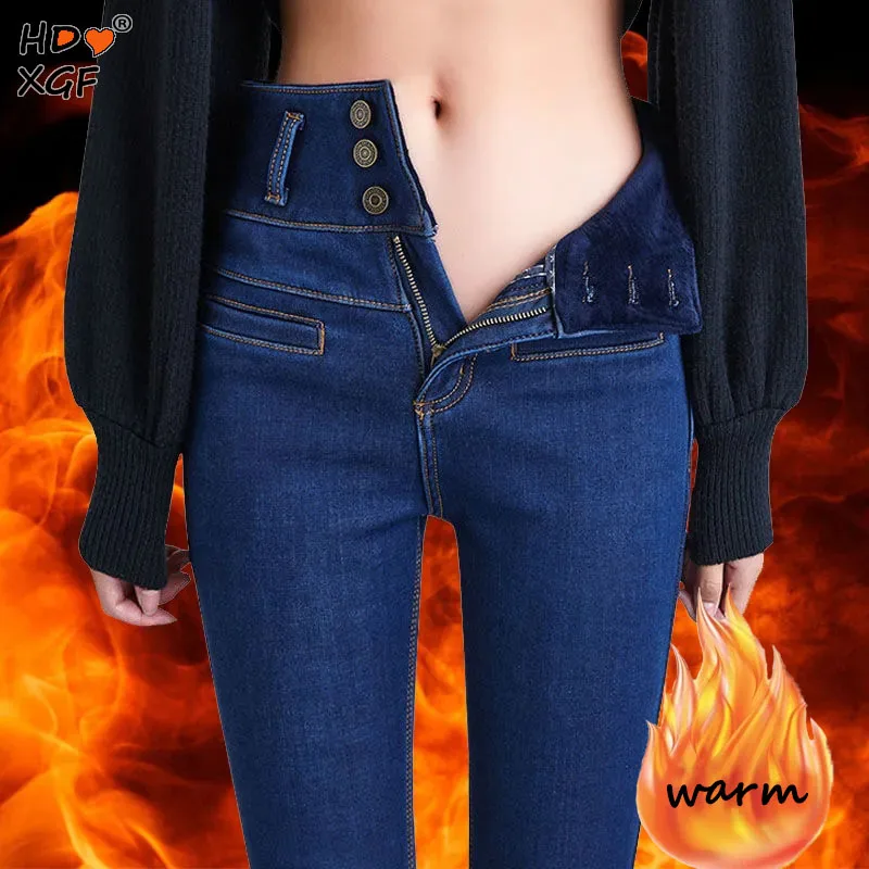 Woman Jeans Pants Autumn Winter High Waist Stretch Skinny Tappered Pants Woman Pencil Trousers 2022 Korean Fashion Baggy Jeans