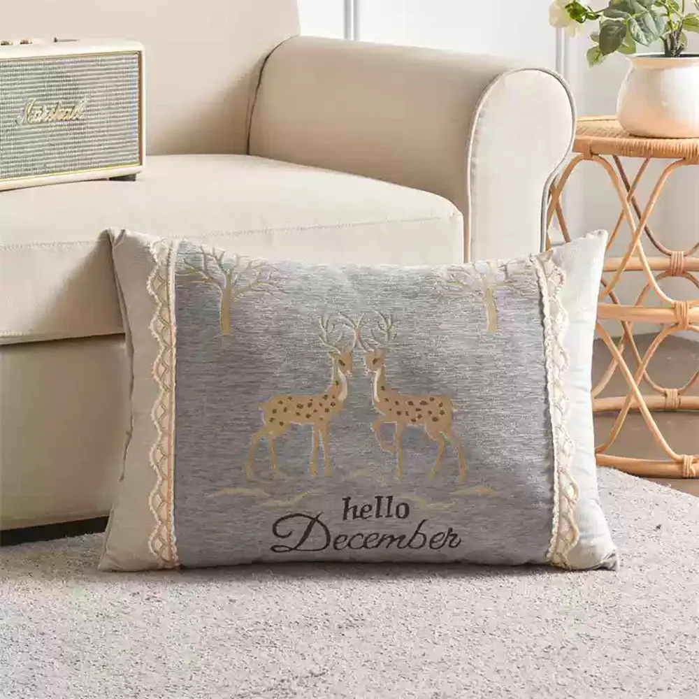 Chenille besticktes rechteckiges Kissen, Schlafkissenbezug, weiches Wohnzimmer, Sofa, Überwurf, Taillenkissen, Schlafzimmer, Bett, dekorativ – Detail 11
