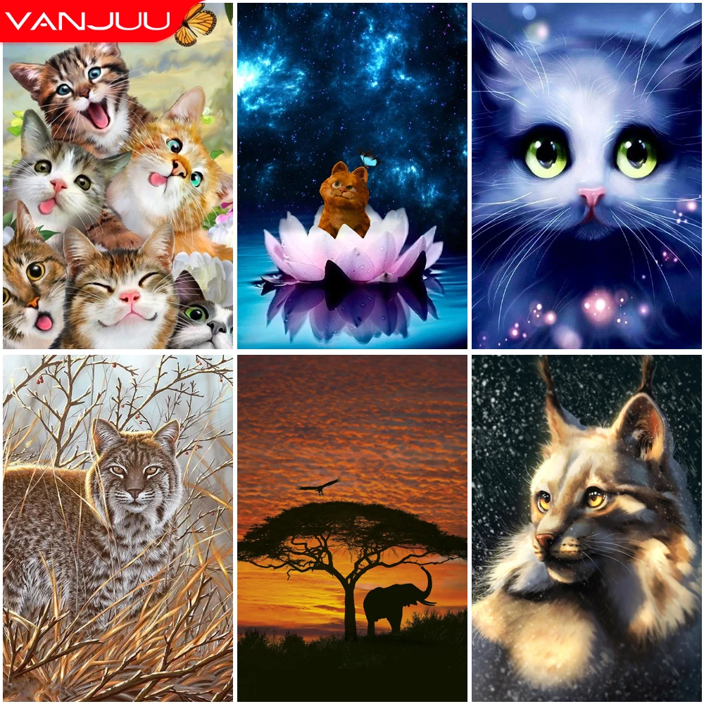 

Animals 5D Diamond Painting Elephant Cat Diamond Painting Mosaic Full Drill Diamond Embroidery Painting Home Decor