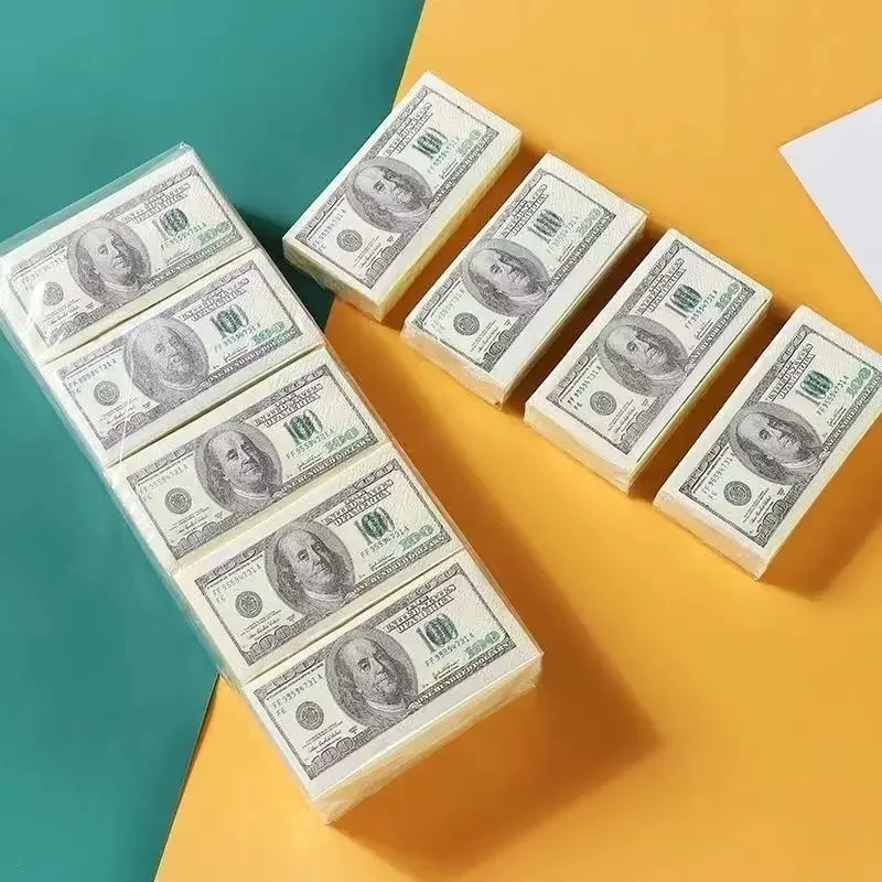 Creative Simulation Dollar Printing Paper Towel Handsheet Paper Raw Wood Pulp Napkin Portable Handsheet US Dollar Napkin