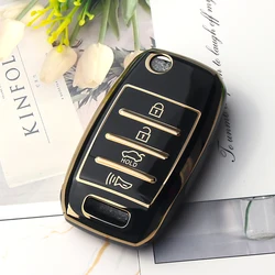 KEYYOU TPU Remote Car Key Shell Case Cover (4 Buttons Black)