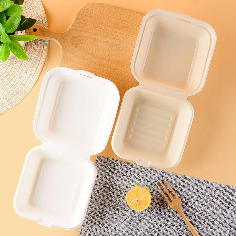 Cake Containers, Disposable Paper Pulp Lunch Box, Hamburger Box