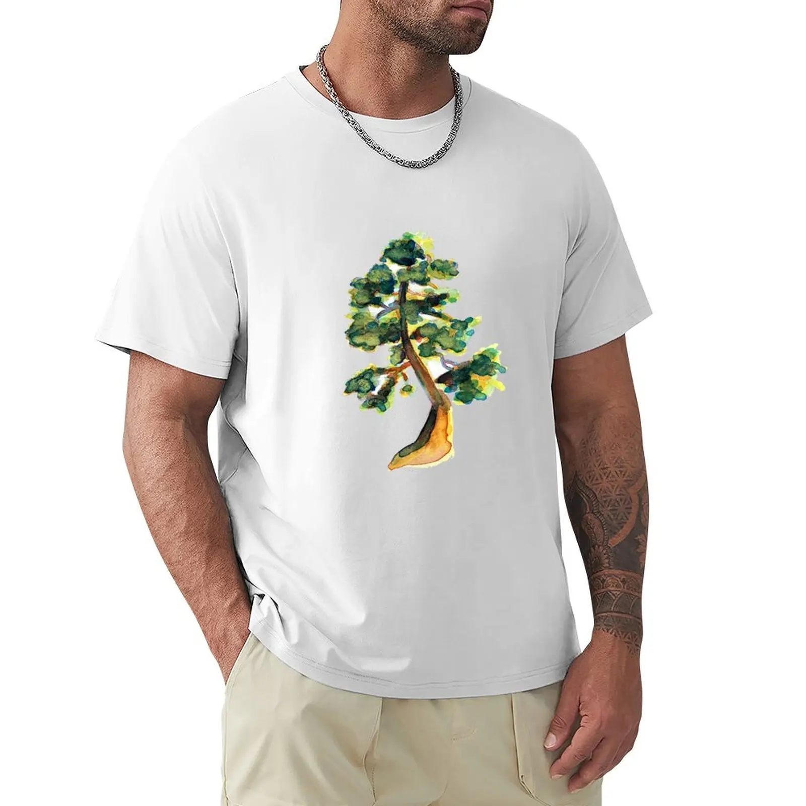 watercolor tree (fundraiser for earth day!) T-Shirt Aesthetic clothing blanks summer tops Men's t shirts