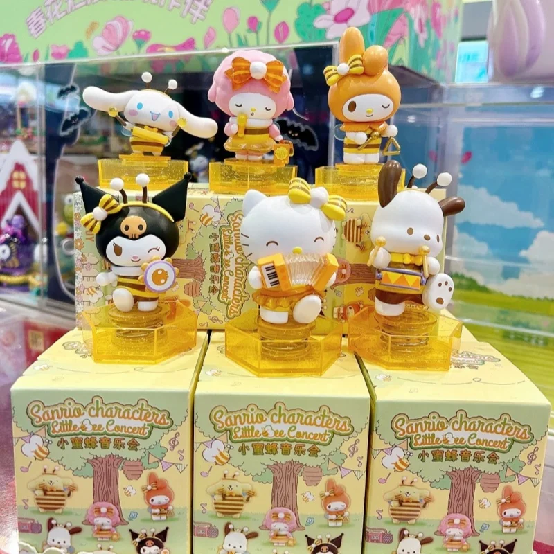 Sanrio Bee Concert Series Blind Box Mymelody Kuromi Cinnamoroll Pom Pom Purin Anime Figure Kawaii Figurine Decorazione Giocattoli