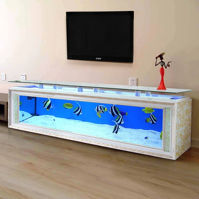 New Design Large Custom Glass Clear Luxury Aquarium Tank Fish For Home big  Fish tank of TV cabinet 1.2m 1.5m 1m 3M - AliExpress