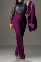 Hope Pearl Splicing Long Sleeve Blazer Pant Set 44