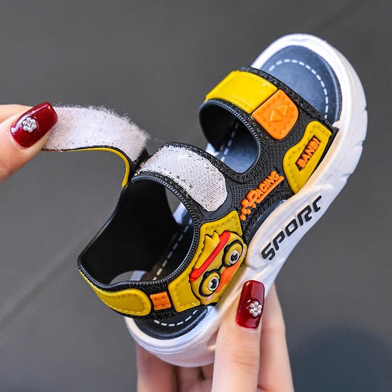Children's sandals Summer new boy cartoon fashion Big children's sports sandals flat open-toe beach shoes