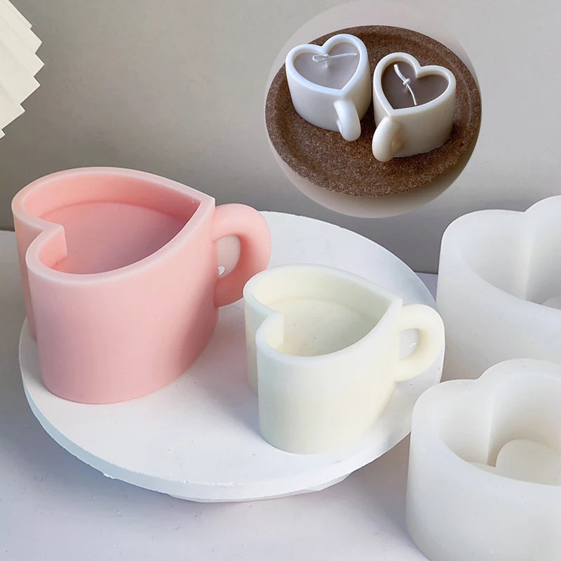 DIY Love Heart Mug Silicone Candle Mold Large Aromatic Gypsum Resin