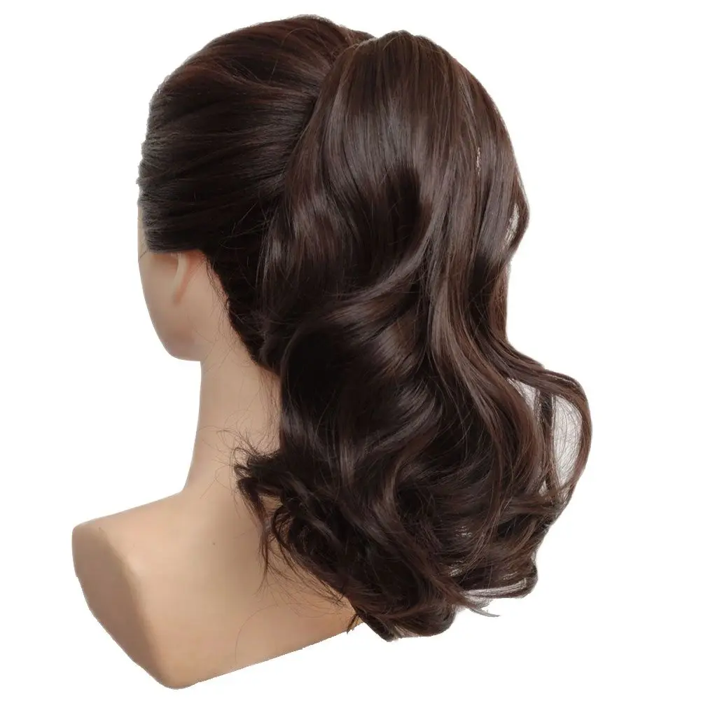 Women's Ponytail Extension Synthetic Wavy Superb Short Hairdos Clip on Curly shaggy Hair Claw Ponytails Hairpiece