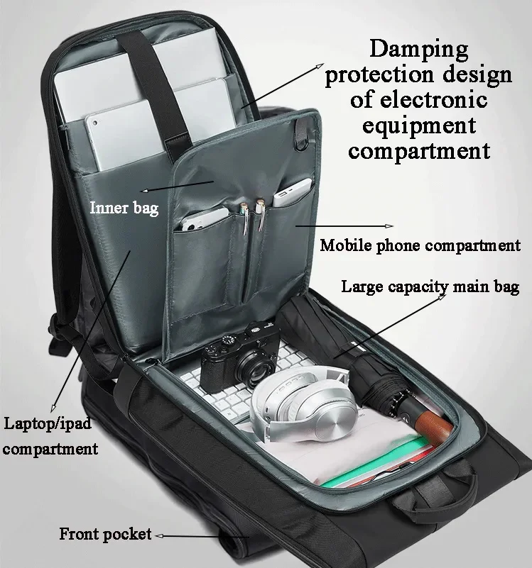 Laptop Backpack Anti-theft Waterproof School Backpacks USB Charging Men Business Travel Bag Backpack New Design 3