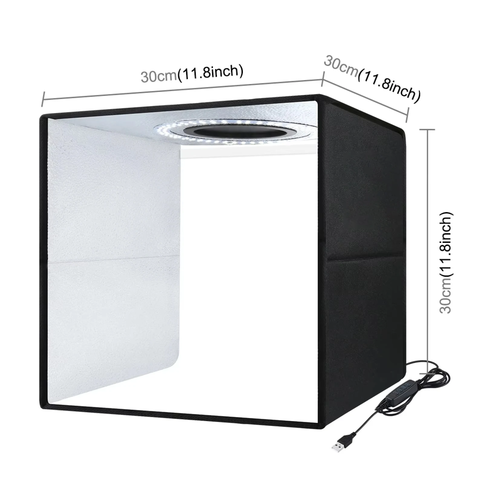 30cm/15.8'' Photo Studio Light Box,Foldable Photography Lightbox Kits 6 Colors Backdrop,Dimmable LED Softbox For Photo Studio