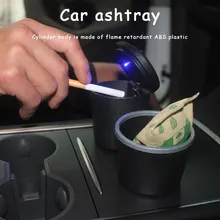 1PC Portable LED Smoke Car Ashtray Cigarette Ash Holder Creative Cup Automatic Light Indicator Ashtray Car Cup Holder Accessory