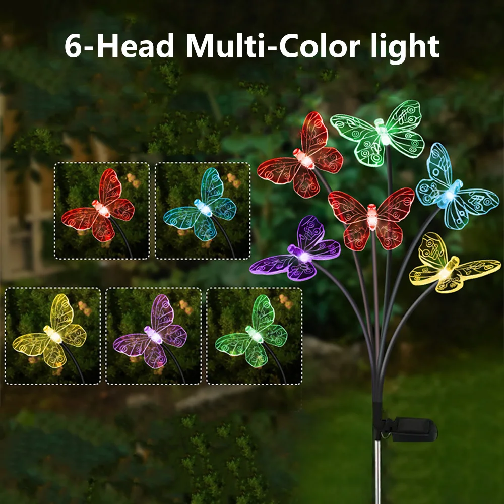 Solar Butterfly Light LED Light Outdoor Waterproof Garden Sunlight Powered Landscape Lights Butterfly Lawn Lights Garden Decor