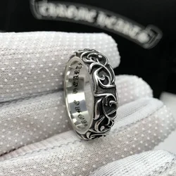 Ch crosin anillo de plata de ley con personalidad para hombres y mujeres, amantes, trendsetter, retro, Plata tailandesa, anillo de ratán eterno