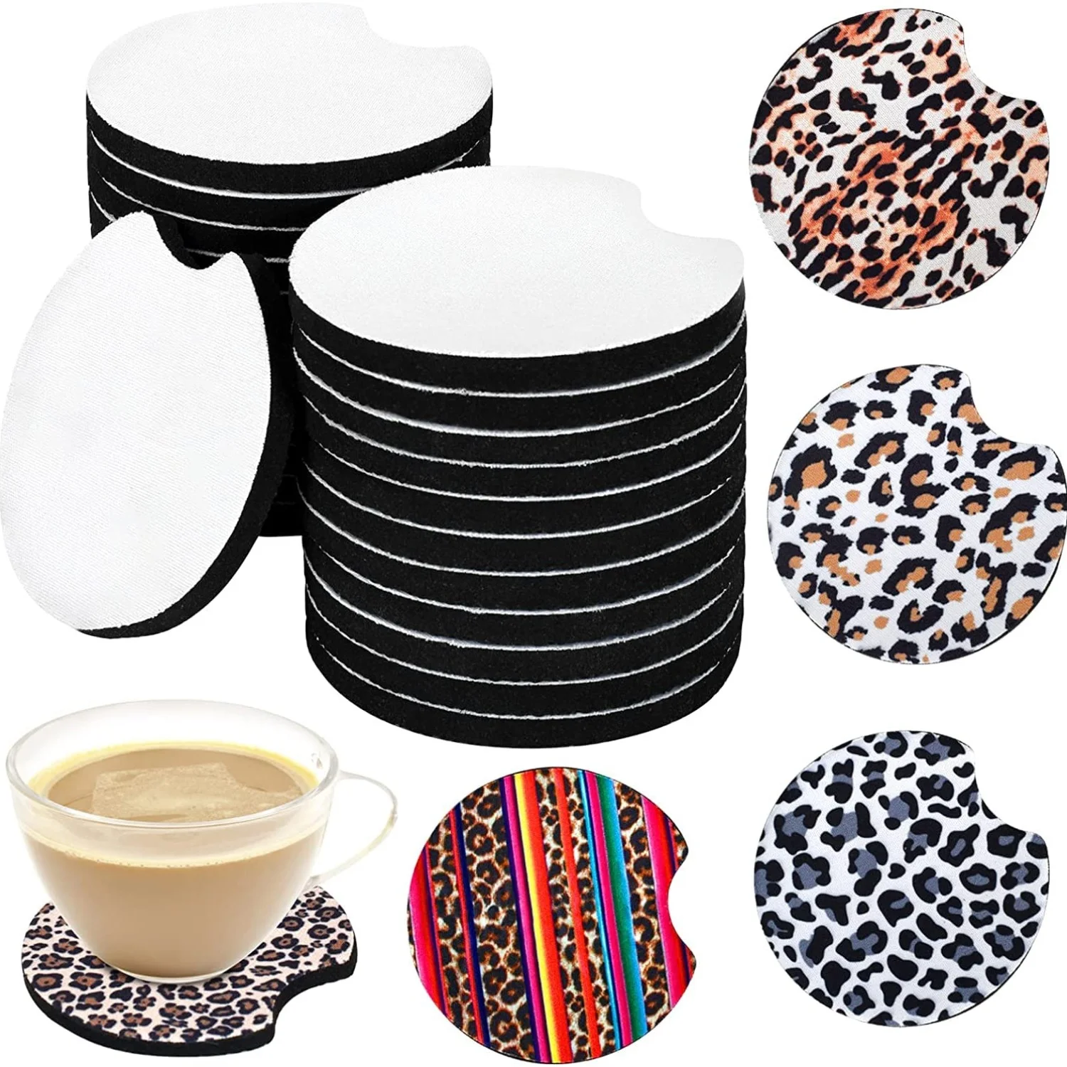 

10/20PCS Sublimation Blanks Car Coasters Blanks for Thermal Sublimation DIY Crafts Painting Heat Transfer Car Cup Coasters