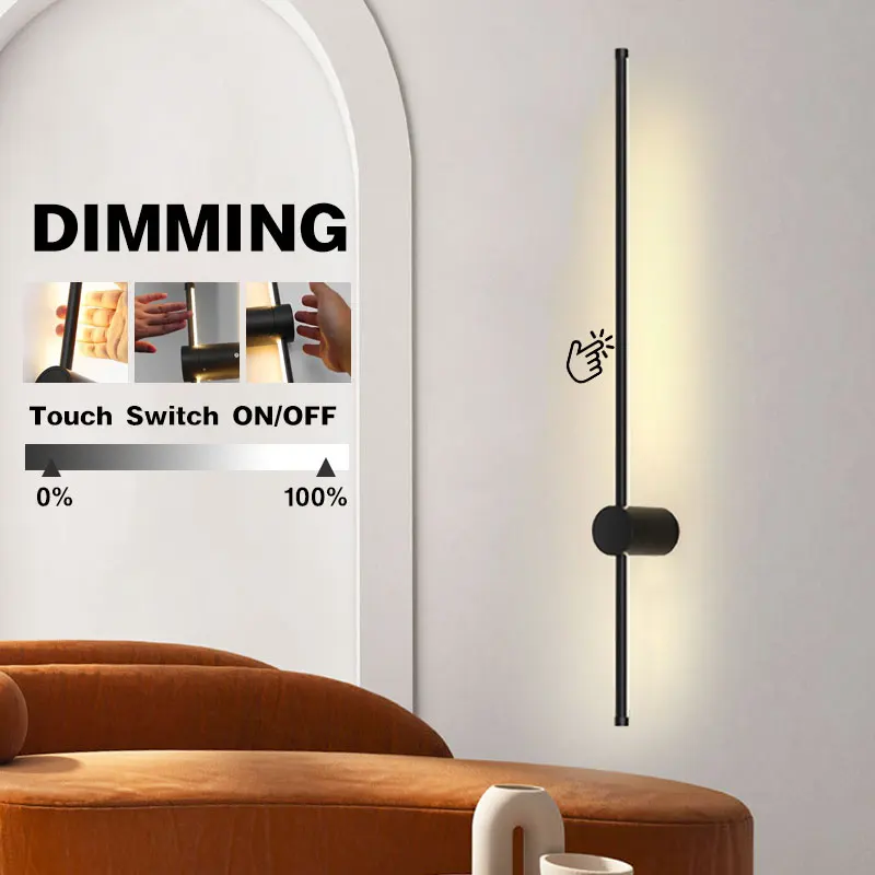 터치 스위치 조도 조절 LED 벽 램프, 복도 침실 장식, 360 ° 회전 LED 벽 조명, 실내 벽 스콘스 조명