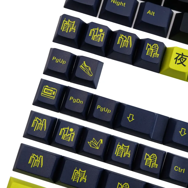 Keycaps Gmk Night Runner Pbt Dye Sublimation Perfil Cereja Keycap com Barra de Espaço Iso Enter 3u 7u 1.75u 2u Shift Conjunto - Imagem 3
