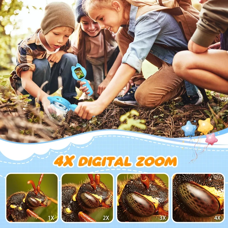 2인치 IPS 스크린이 있는 1 PC 현미경, 휴대용 디지털 확대 현미경, 어린이 교육 과학 선물용