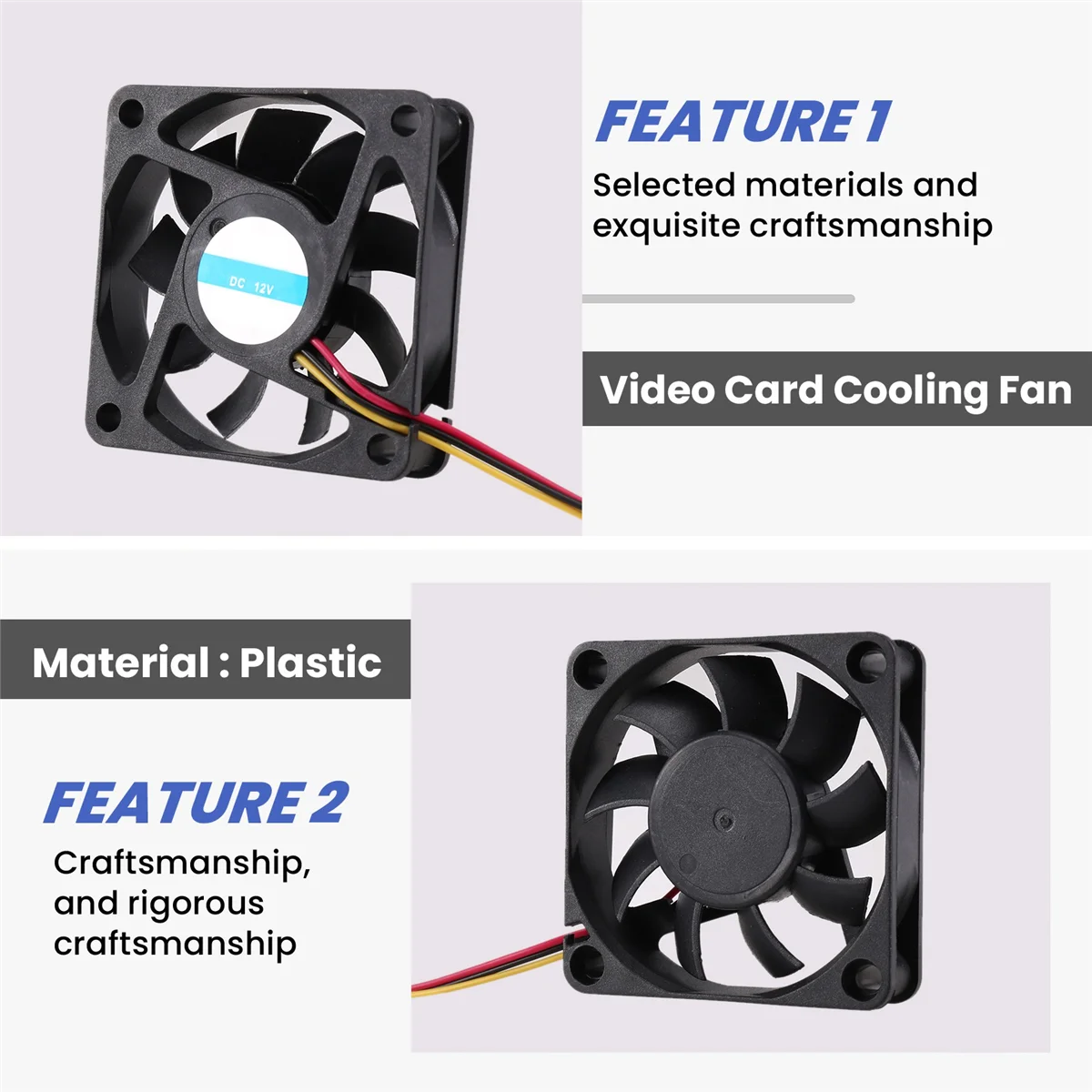 A04R-60Mm 6Cm DC 12V 3 Pin Computer Case CPU Cooler Cooling Fan Black 2 Pcs