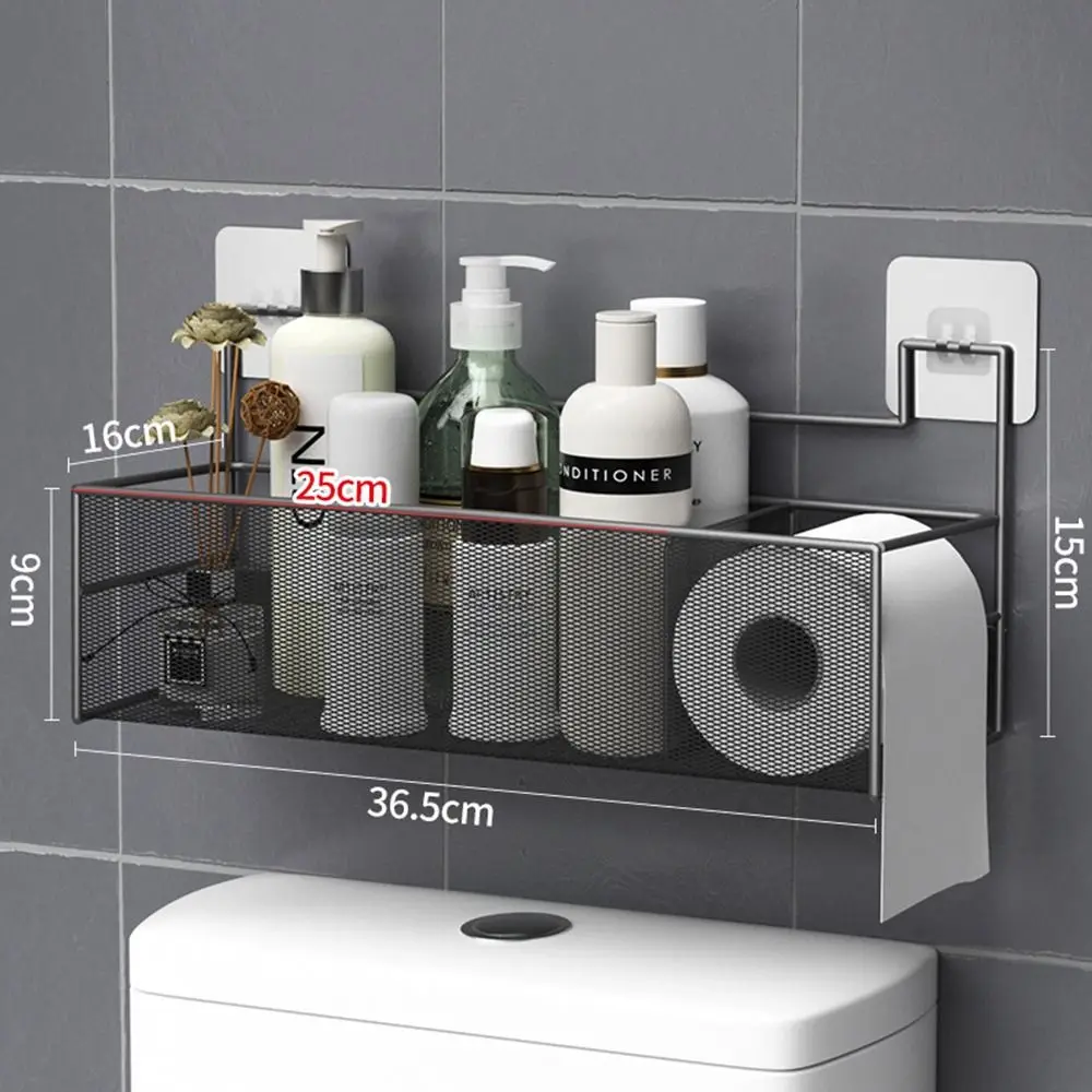 Black Wall-Mounted Bathroom Shelf Shower Shampoo Rack Kitchen Condiment Storage Basket Toilet Soap Holder Bathroom Organizer 5
