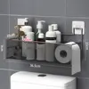 Black Wall-Mounted Bathroom Shelf Shower Shampoo Rack Kitchen Condiment Storage Basket Toilet Soap Holder Bathroom Organizer 5