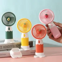 1 Portable Cartoon Fruit Mini Handheld Fan with USB Charging Cable Battery Powered Suitable for Family Outdoor Travel 2