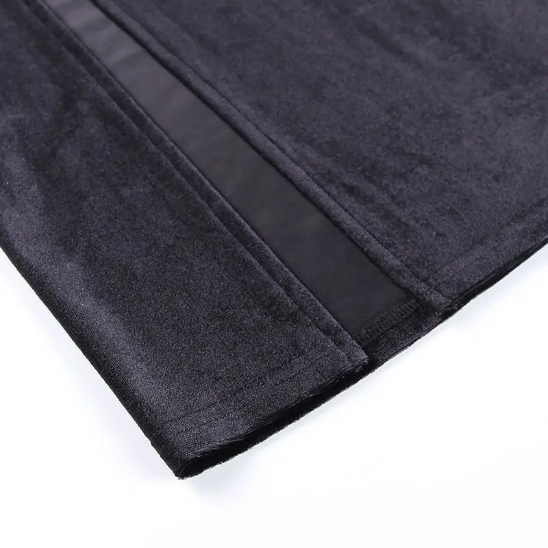 black maxi skirt Dark series skirt 2022 new design feeling minority bow Suede double-slit half-length skirt denim skirt