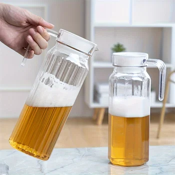 Brocca d'acqua da 1,1 litri in plastica trasparente per succhi, tè, latte, bollitori, bar di grande capacità, bottiglia di vino, birra, cucina, bevande, vaso di stoccaggio 1