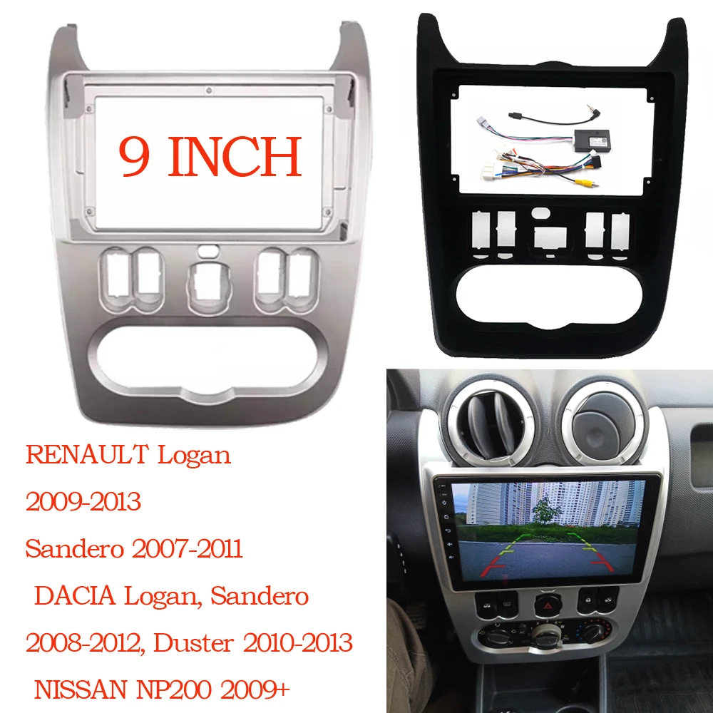 2 Din Car Radio Fascia Per Renault Logan Sandero Dacia Duster Double Din Radio Fascia Frame Adapter Cd Panel Dash Trim Bezel