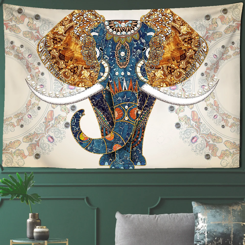 India Mandala Tapestry Elephant Buddha Aesthetic Wall Hanging 3D Print Boho Decor Vintage Decoration Psychedelic Home Decor Room tapestry decorations