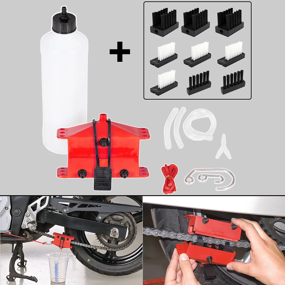 Motorcycle Chain Cleaning Machine Kit for Yamaha R7 R1 Tools for Ducati Panigale V2 for Honda Africa Twin 1100 for Kawasaki Ktm