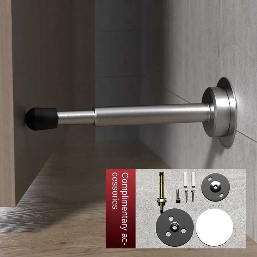 ที่กั้นประตูสเตนเลสสตีลมีประโยชน์รั้วกั้นเด็กติดผนังแผ่นกันกระแทกประตูกันการชนอุปกรณ์ตัดเสียงรบกวนที่หยุดประตูบ้าน 1