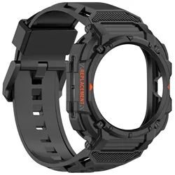Silicone Sport Bracelet Strap and Case Set - Premium Accessories for Watch Ultra 47mm (Black)