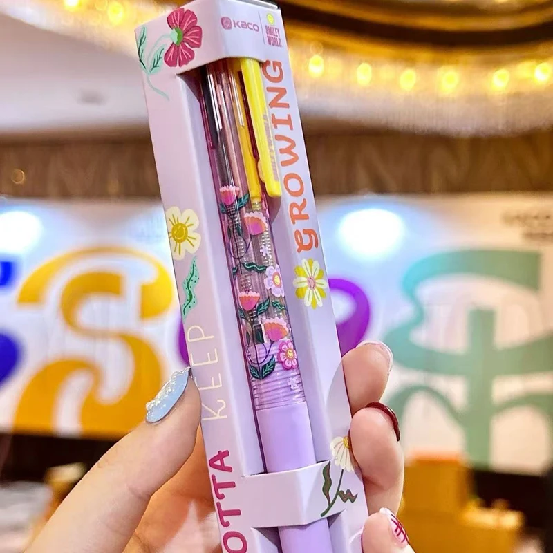 KACO SMILEYWORLD Multifunction Gel Pen,3in1 Black/Red Pen/Mechanical Pencil 0.5mm Stationery canetas,For Daily Record Write