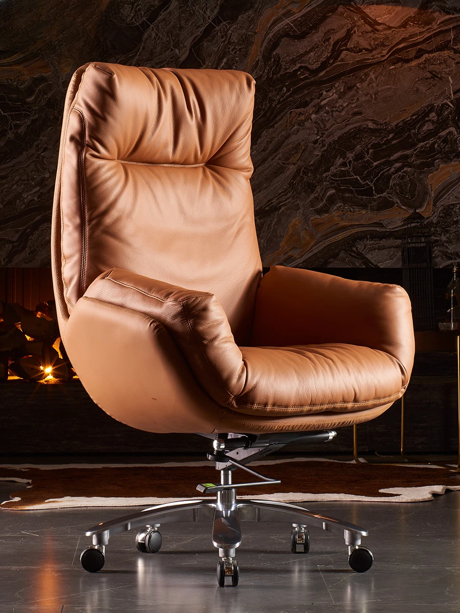 

Genuine leather boss chair, minimalist home computer chair, comfortable and thickened office chair, business chair