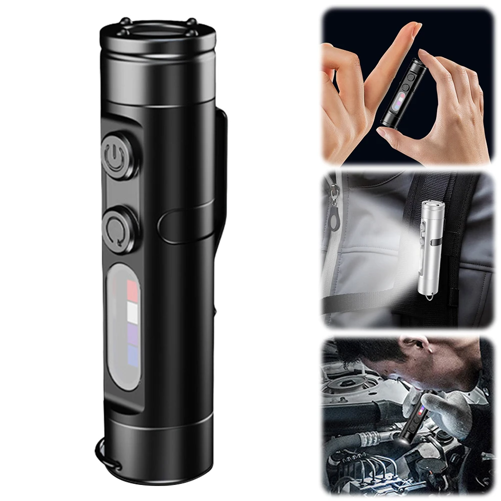 LED Tactical Flashlight with Hat Clip Super Bright Flashlight for Hiking (Black)