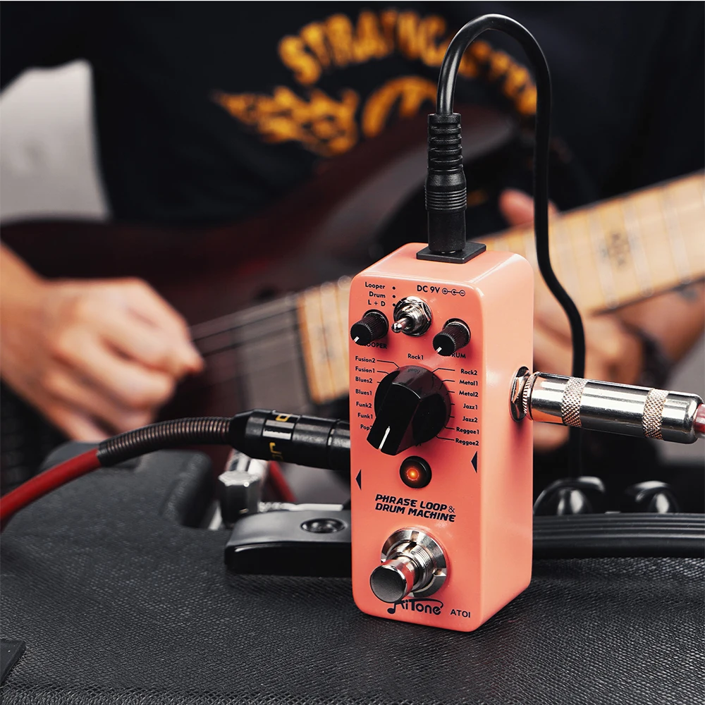 AITONE Series AT-01 Looper Pedal 8 Drum Styles 20 Minutes Looping Time Drum Mach