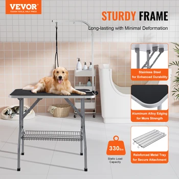 VEVOR Pet Grooming Table 36''x24'' Pets Grooming Station Bearing 330lbs Foldable Pets Grooming Stand for Medium and Small Dogs 1