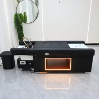 Lit de lavage de cheveux relevable avec fumigation, table de massage thaïlandaise pour salon de coiffure avec bassin de massage des pieds, personnalisable 3