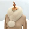 New Women Fur Winter Scarf Short Thick Plush Fluffy Cute Scarf with Big Pompom Winter Fur Collar Solid Color Neckerchief 2