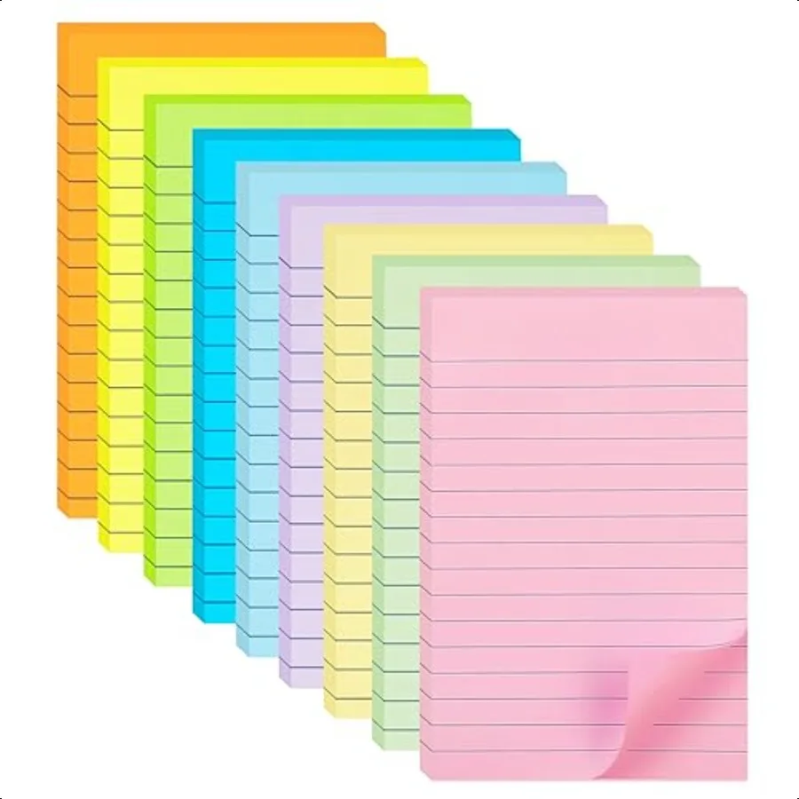 Large Pack of Colorful Lined Sticky Notes