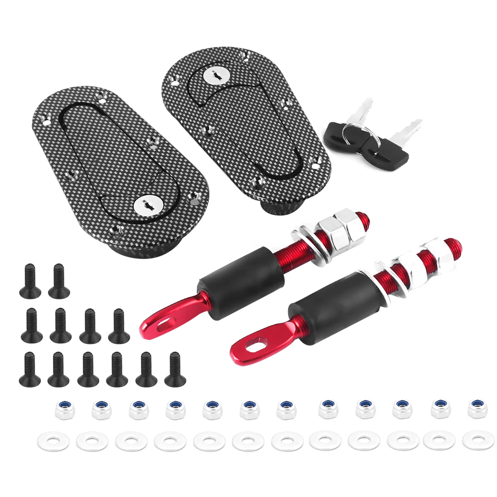 

Plastic Car Hood Lock With Key Universal Racing Auto Pin Engine Bonnet Latch Safety Protection Kit Refitting Exterior Accessory