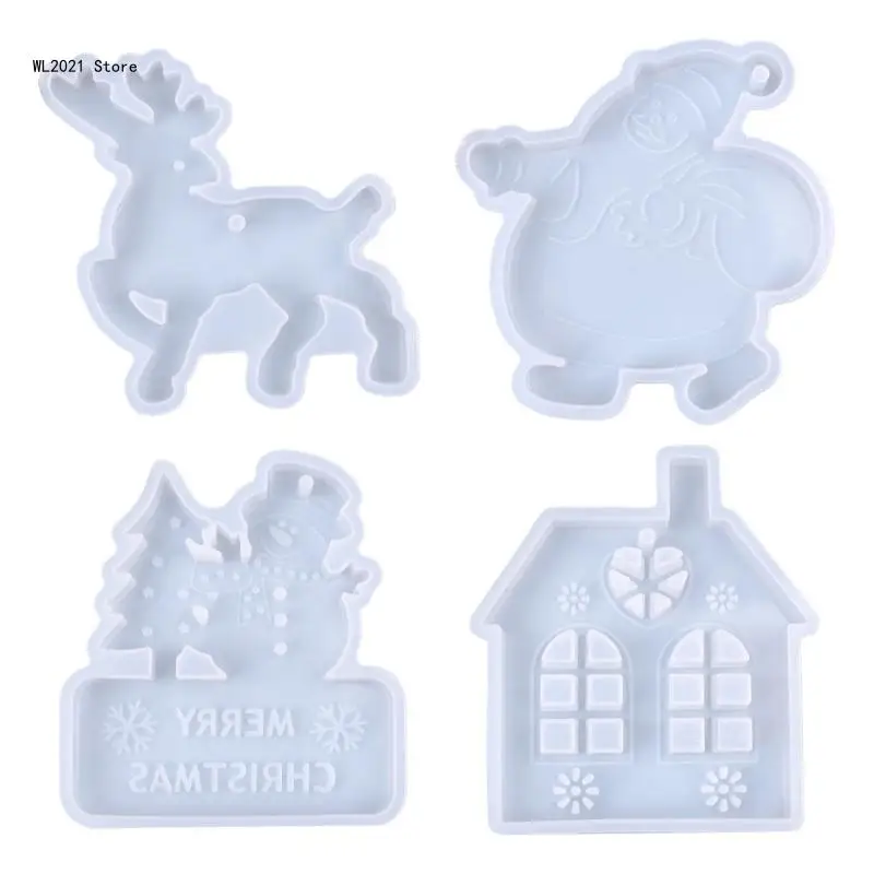 

Рождественский кулон силиконовая форма Санта-Клаус Лось Рождественский дом орнамент литейная форма