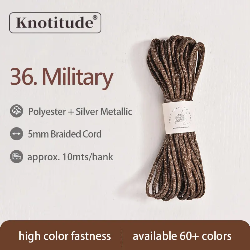 Silver Glossy Polyester Braid Rope with Shiny Lurex Metallic Finish - Ideal for DIY Jewelry Projects, 5mm x 10m