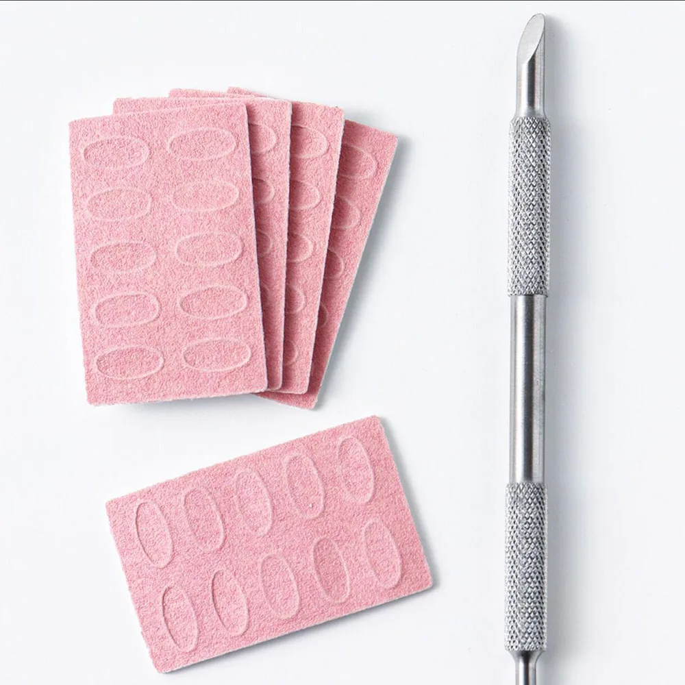 50Pcs 180Grit Schleif Scheibe + 1Pc Nagel Häutchen Pusher Set Selbst-Kleber Vor Polieren Schleifpapier Nägel Dateien maniküre Pediküre Werkzeug – Detail 5